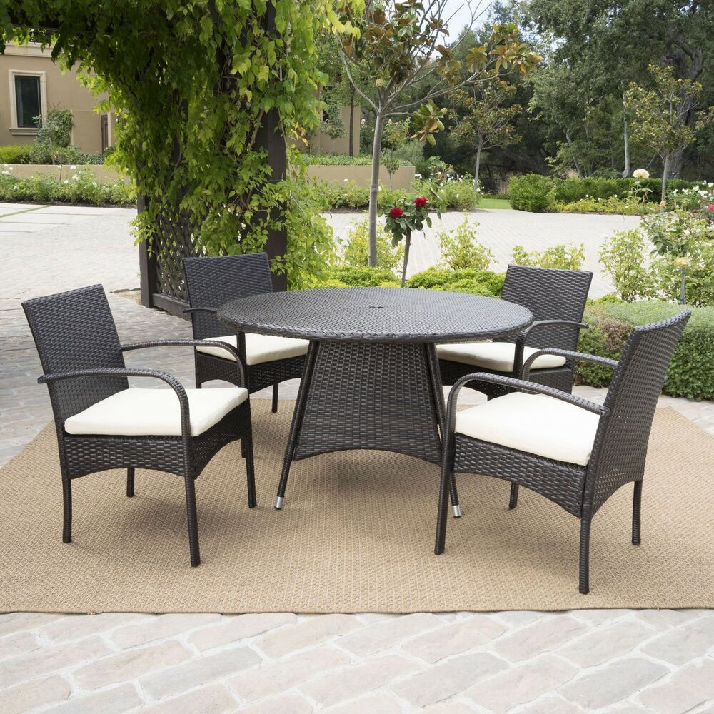 Best ideas about Round Patio Furniture
. Save or Pin 5 Piece Outdoor Patio Furniture Multi Brown Wicker Round Now.