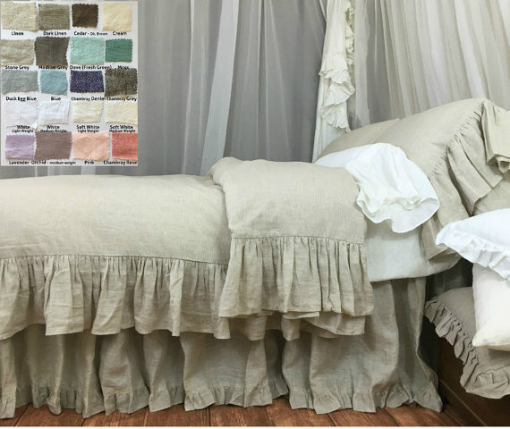 Best ideas about Ruffle Bedding Shabby Chic
. Save or Pin Shabby Chic linen ruffled duvet cover with mermaid long ruffle Now.