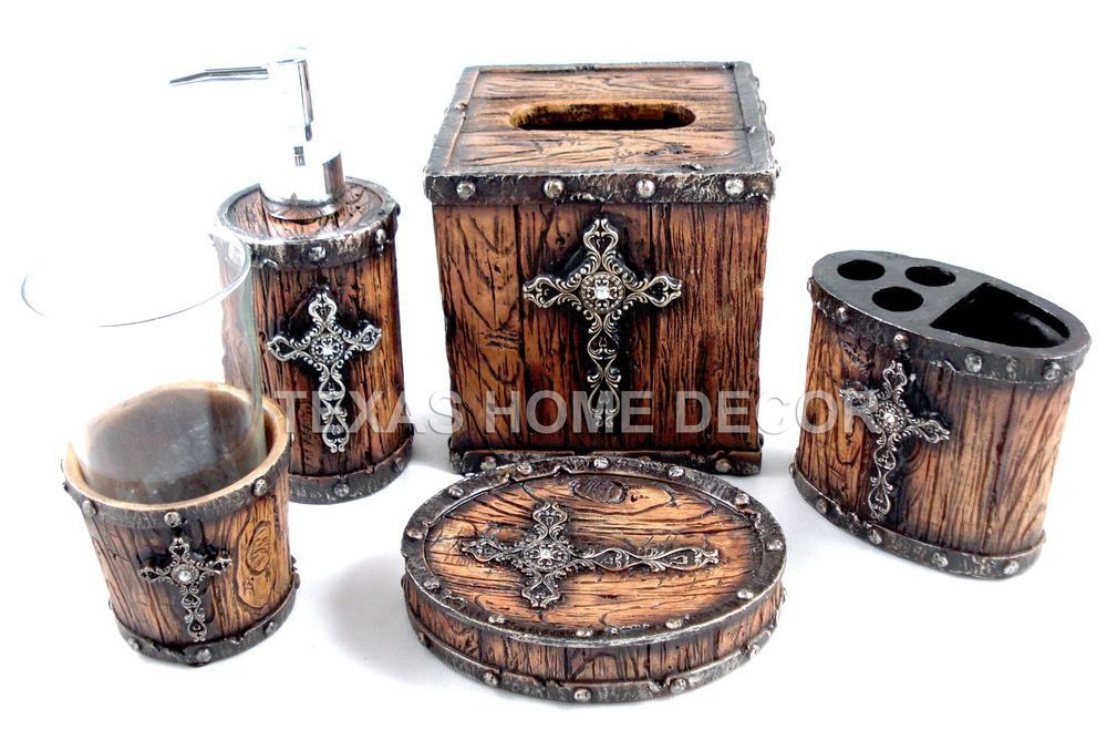 Best ideas about Rustic Bathroom Accessory
. Save or Pin Rustic Cross Bathroom Accessory Set 5 Pieces Faux Wood Now.