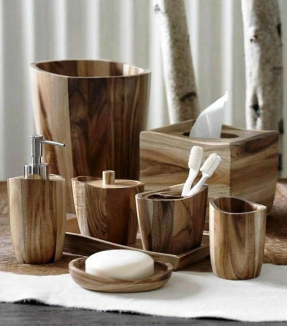 Best ideas about Rustic Bathroom Accessory
. Save or Pin "Acacia" Wood Bath Accessories by Kassatex Rustic Now.