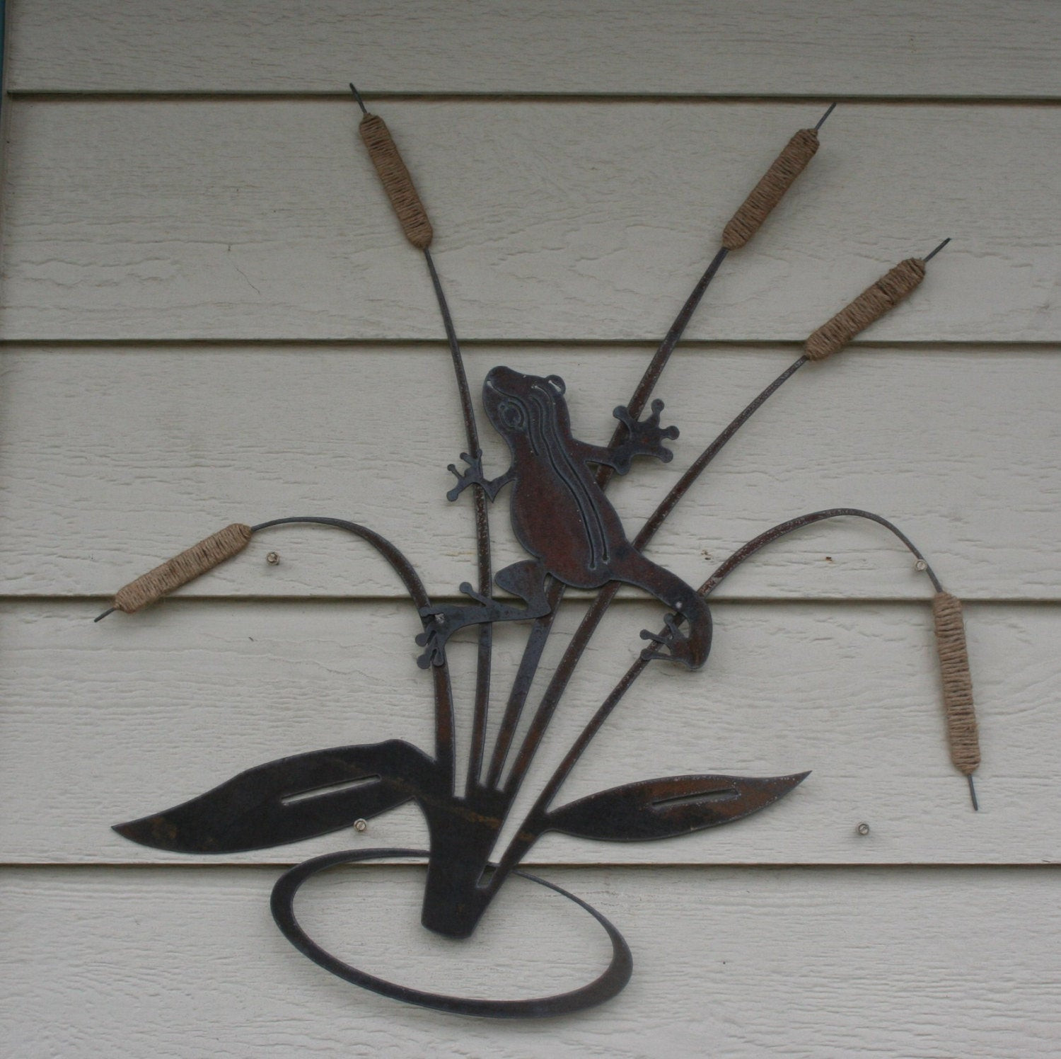 Best ideas about Rustic Metal Wall Art
. Save or Pin Frog and Cattails Rustic Metal Art recycled metal wall decor Now.
