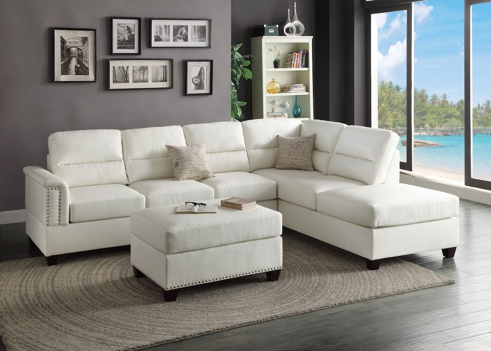 Best ideas about Sectional Sofa Leather
. Save or Pin Modern White Bonded Leather Sectional Couch Sofa Ottoman Now.