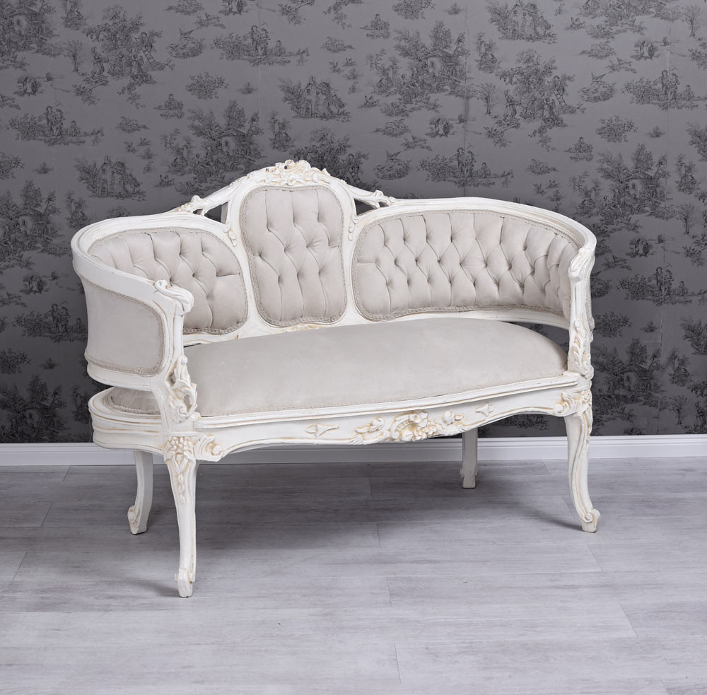 Best ideas about Shabby Chic Bench
. Save or Pin Samtsofa Antik Sofa Shabby Chic Bench Velvet White Rokoko Now.