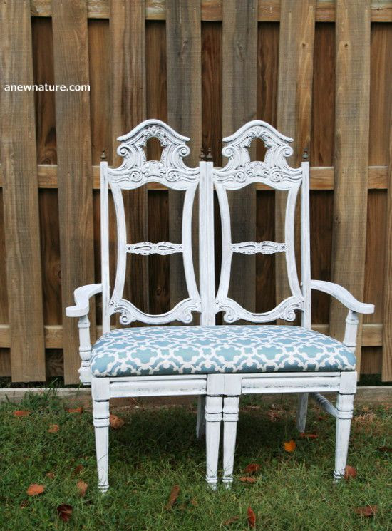Best ideas about Shabby Chic Bench
. Save or Pin Shabby chic bench seat made from two old dining chairs Now.