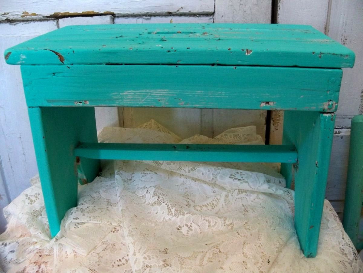 Best ideas about Shabby Chic Bench
. Save or Pin Aqua foot stool bench shabby chic turquoise by Now.