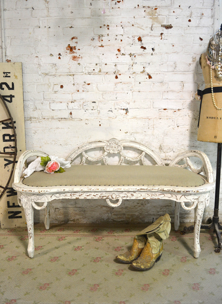 Best ideas about Shabby Chic Bench
. Save or Pin Painted Cottage Chic Shabby French Upholstered Bench Now.