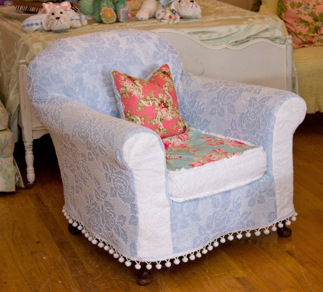 Best ideas about Shabby Chic Chair
. Save or Pin shabby chic chair chenille bedspread slipcover roses antique Now.