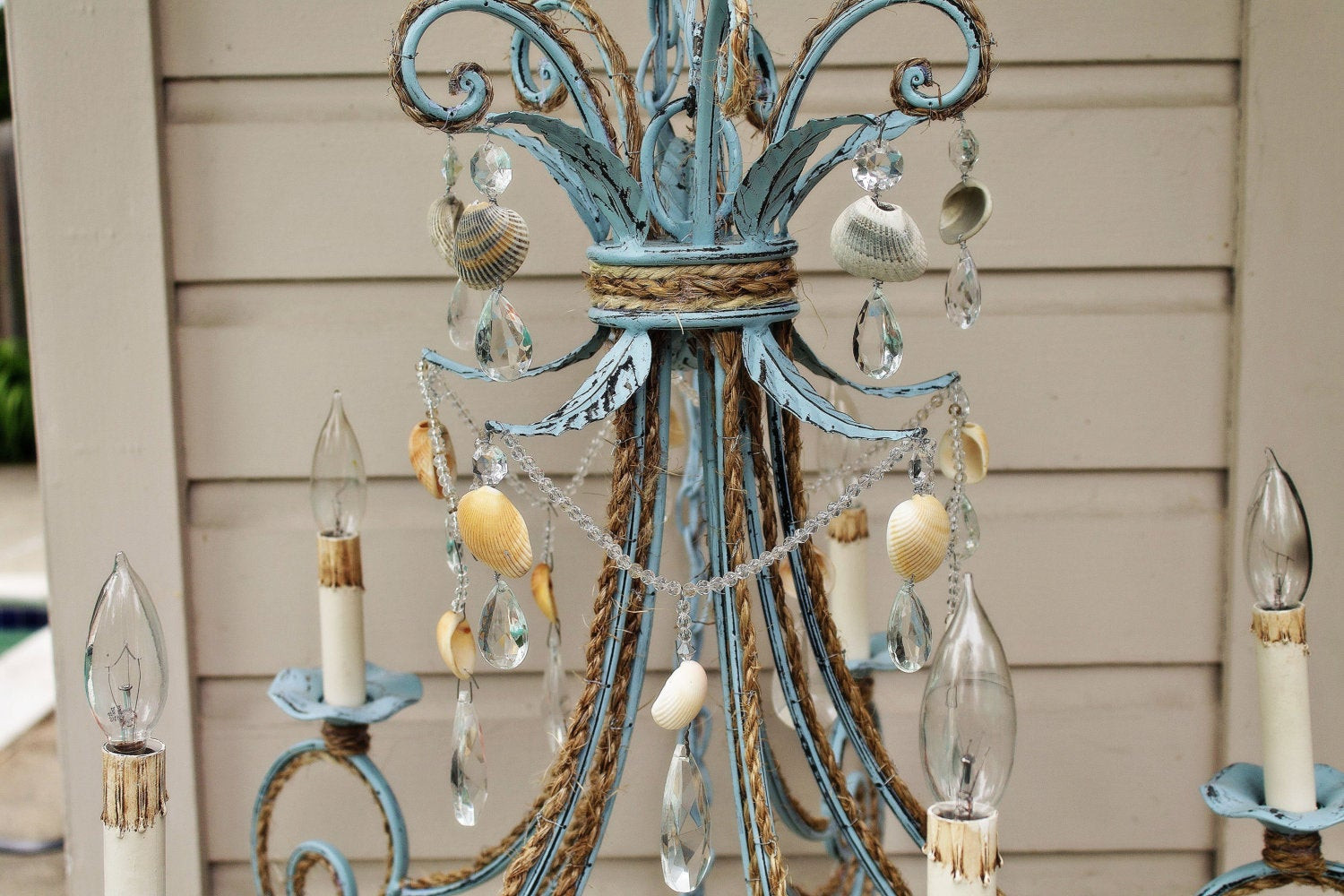 Best ideas about Shabby Chic Chandelier
. Save or Pin Shabby Chic Coastal Blue Seashell Chandelier Now.