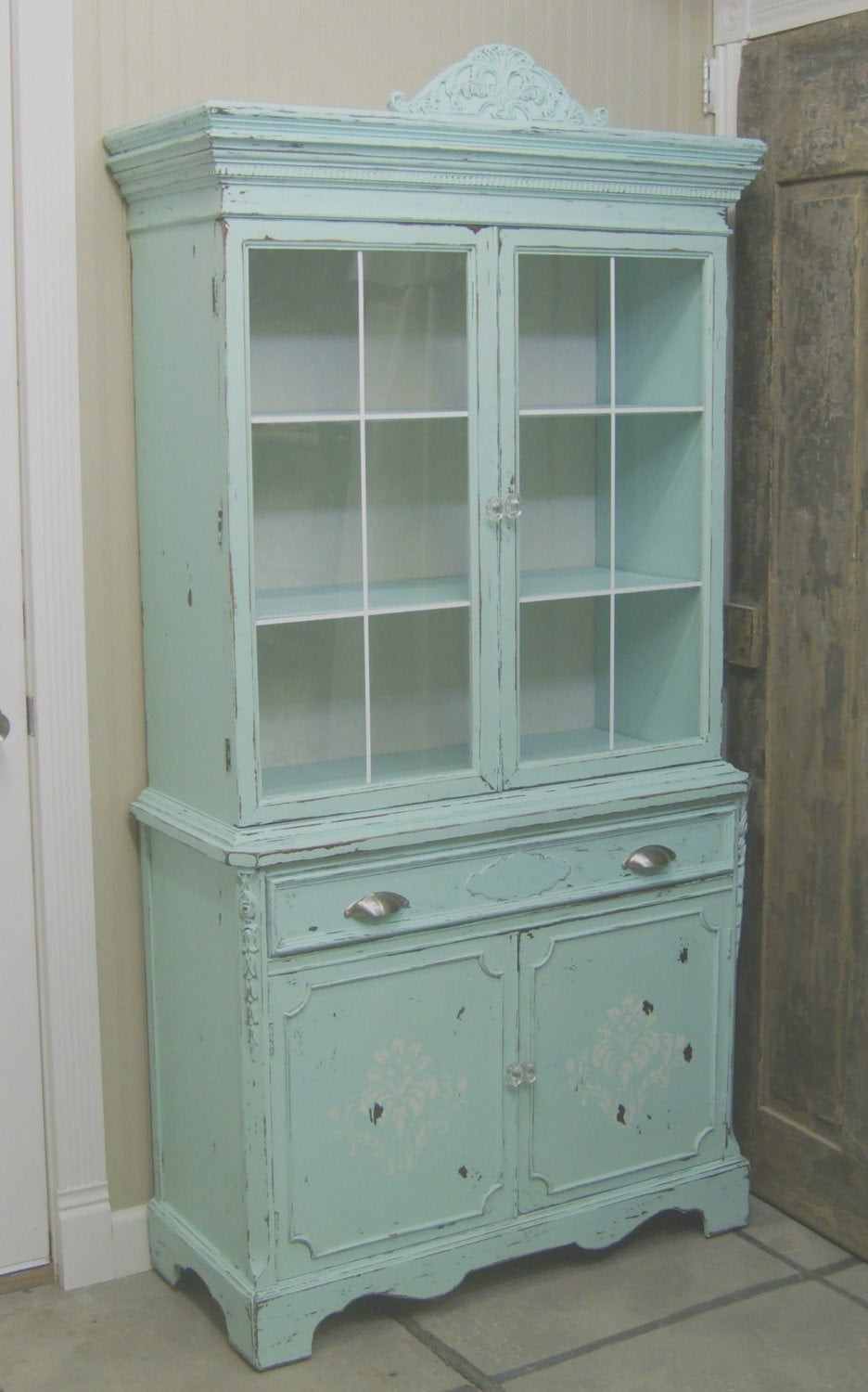 Best ideas about Shabby Chic China Cabinet
. Save or Pin Shabby 1940 s Aqua Painted China Cabinet Cupboard Now.