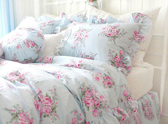 Best ideas about Shabby Chic Comforter Set
. Save or Pin King Queen Full Twin Princess Shabby Floral Chic Blue Now.