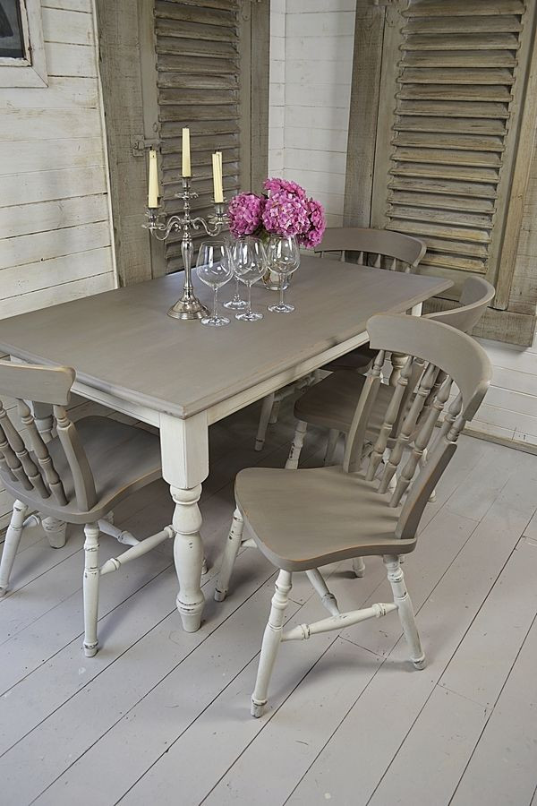 Best ideas about Shabby Chic Dining Chairs
. Save or Pin Grey & White Shabby Chic Dining Table with 4 Chairs Now.