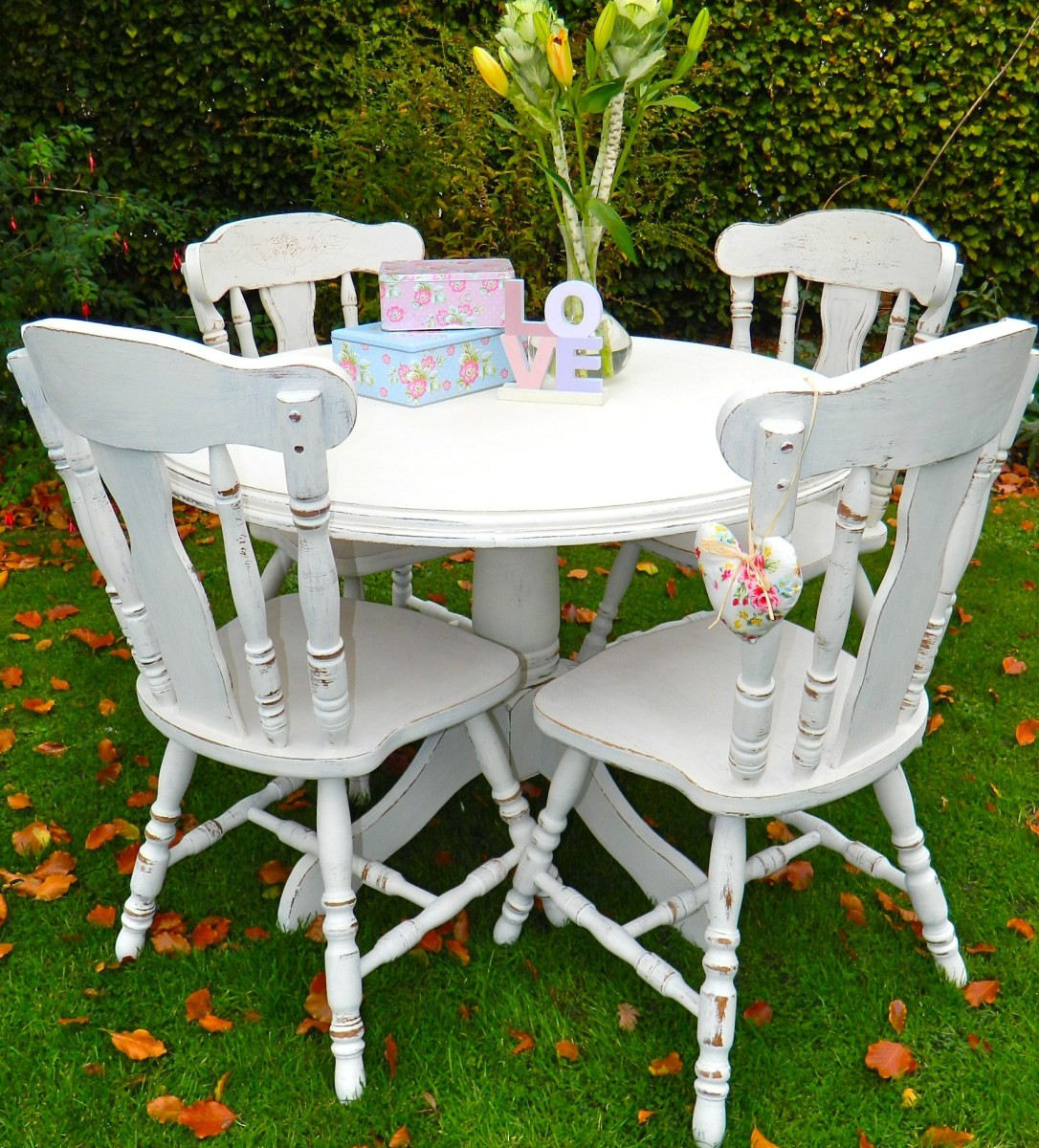 Best ideas about Shabby Chic Dining Chairs
. Save or Pin SHABBY CHIC ROUND PEDESTAL DINING TABLE AND 4 CHAIRS Now.