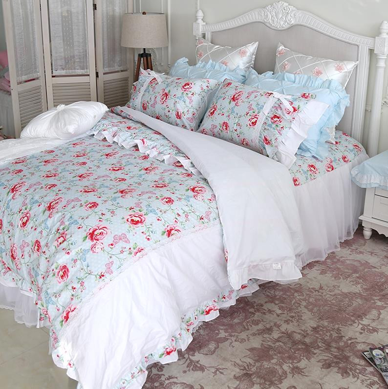 Best ideas about Shabby Chic Duvet Cover
. Save or Pin Princess Shabby Chic Floral Blue White Duvet forter Now.