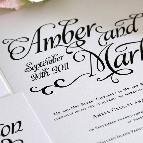 Best ideas about Shabby Chic Font
. Save or Pin Shabby Chic Wedding Invitation Black and by ShineInvitations Now.