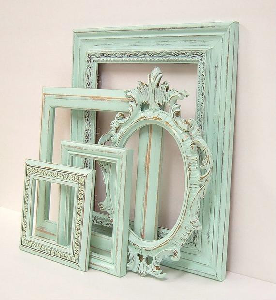 Best ideas about Shabby Chic Picture Frames
. Save or Pin Shabby Chic Frames Pastel Mint Green Picture Frame Set Ornate Now.
