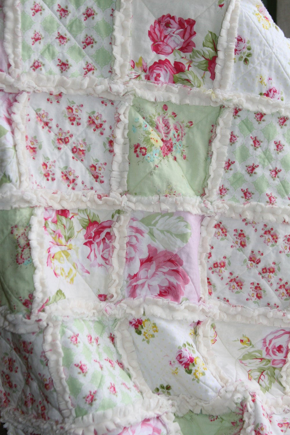 Best ideas about Shabby Chic Quilts
. Save or Pin Shabby Chic Rag Quilt Baby Girl Minky Rag Quilt Pink Green Now.
