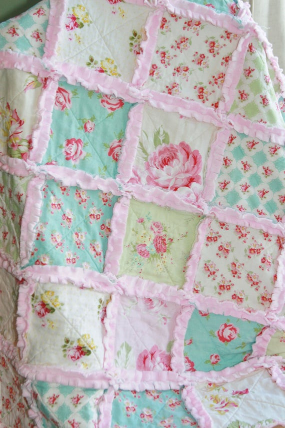 Best ideas about Shabby Chic Quilts
. Save or Pin Shabby Chic Rag Quilt Baby Girl Rag Quilt Pink Blue Green Now.