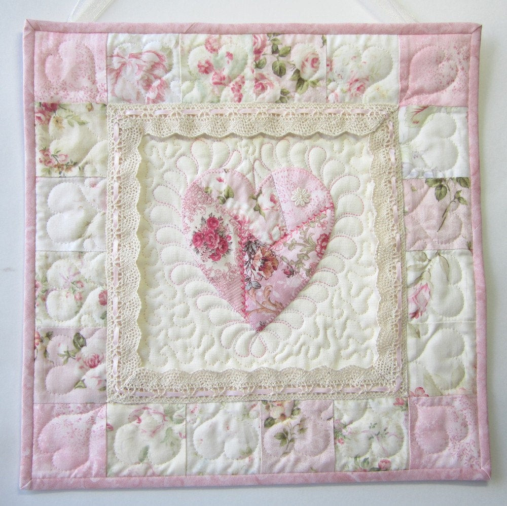 Best ideas about Shabby Chic Quilts
. Save or Pin Shabby Cottage Chic Wall Quilt Heart Applique Wall Quilt Now.
