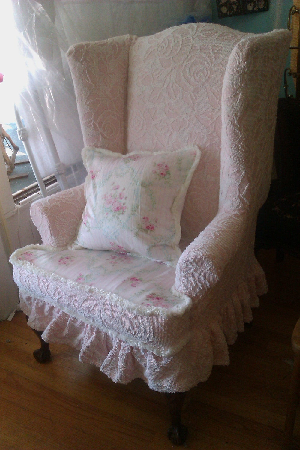 Best ideas about Shabby Chic Slipcovers For Wingback Chairs
. Save or Pin pink shabby chic slipcovered wingback by VintageChicFurniture Now.