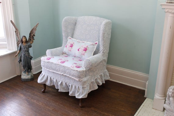 Best ideas about Shabby Chic Slipcovers For Wingback Chairs
. Save or Pin Items similar to slipcovered wingback chair chenille roses Now.