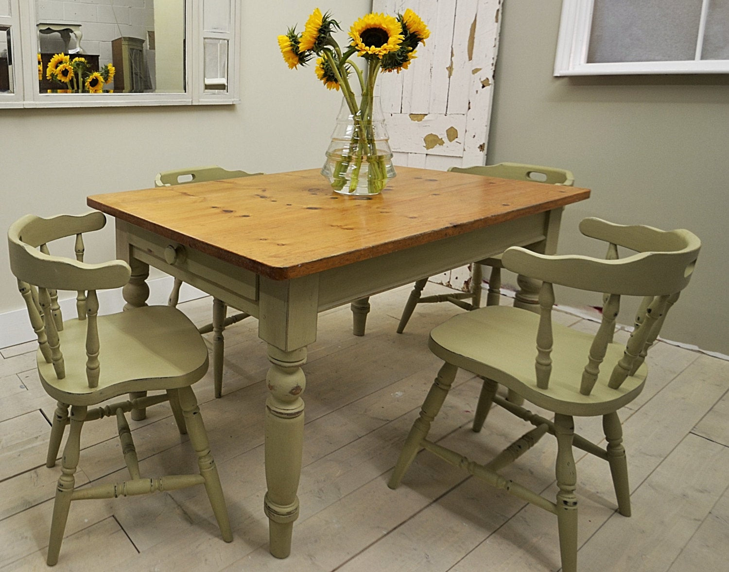 Best ideas about Shabby Chic Table
. Save or Pin Shabby Chic Farmhouse Dining Table with 4 Captains Chairs Now.