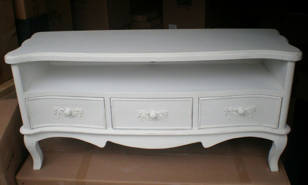 Best ideas about Shabby Chic Tv Stand
. Save or Pin SHABBY CHIC IVORY off WHITE 3 DRAWER TV STAND TELEVISION Now.