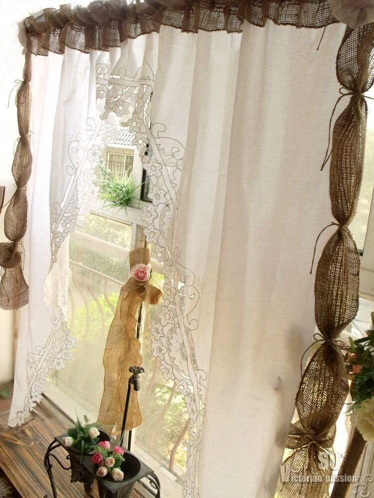 Best ideas about Shabby Chic Valance
. Save or Pin O O A K 80" Shabby Chic Burlap Lace Swag Curtain Valance Now.