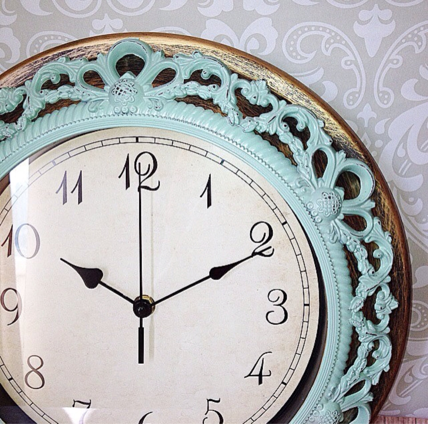 Best ideas about Shabby Chic Wall Clock
. Save or Pin Shabby Chic WALL CLOCK in Mint or Any Color by VintageEvents Now.