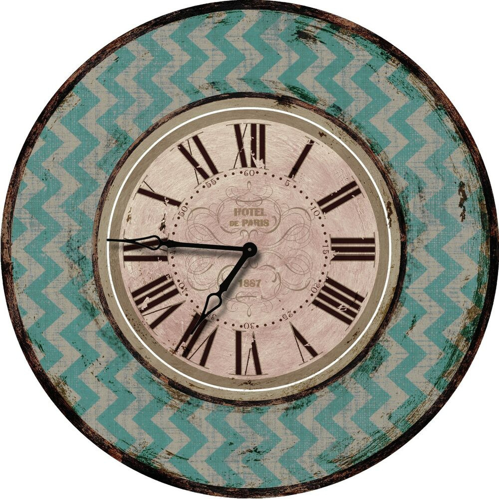 Best ideas about Shabby Chic Wall Clock
. Save or Pin Rustic Teal Chevron Wall Clock Shabby Chic Country Now.