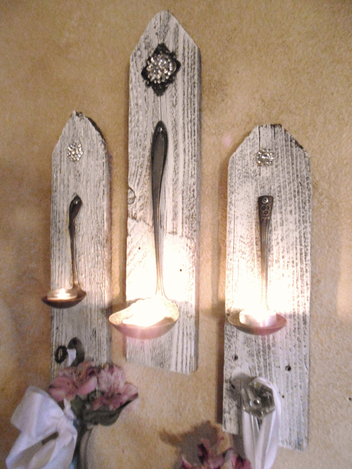 Best ideas about Shabby Chic Wall Sconces
. Save or Pin 3 Shabby Chic Hanging Candle Holders Silver Plate Ladle wall Now.