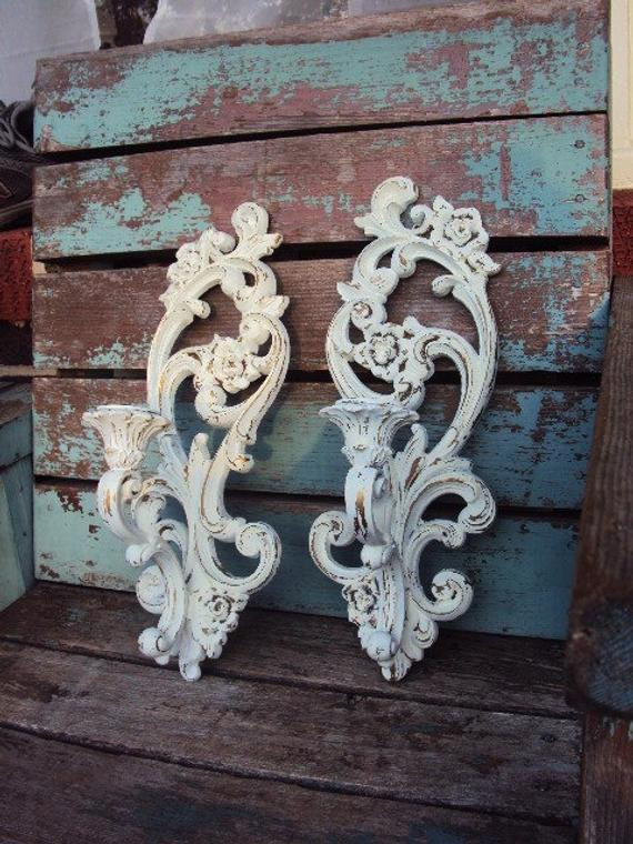 Best ideas about Shabby Chic Wall Sconces
. Save or Pin Vintage Shabby Chic Candelabra Wall Sconce Set Candle Holder Now.