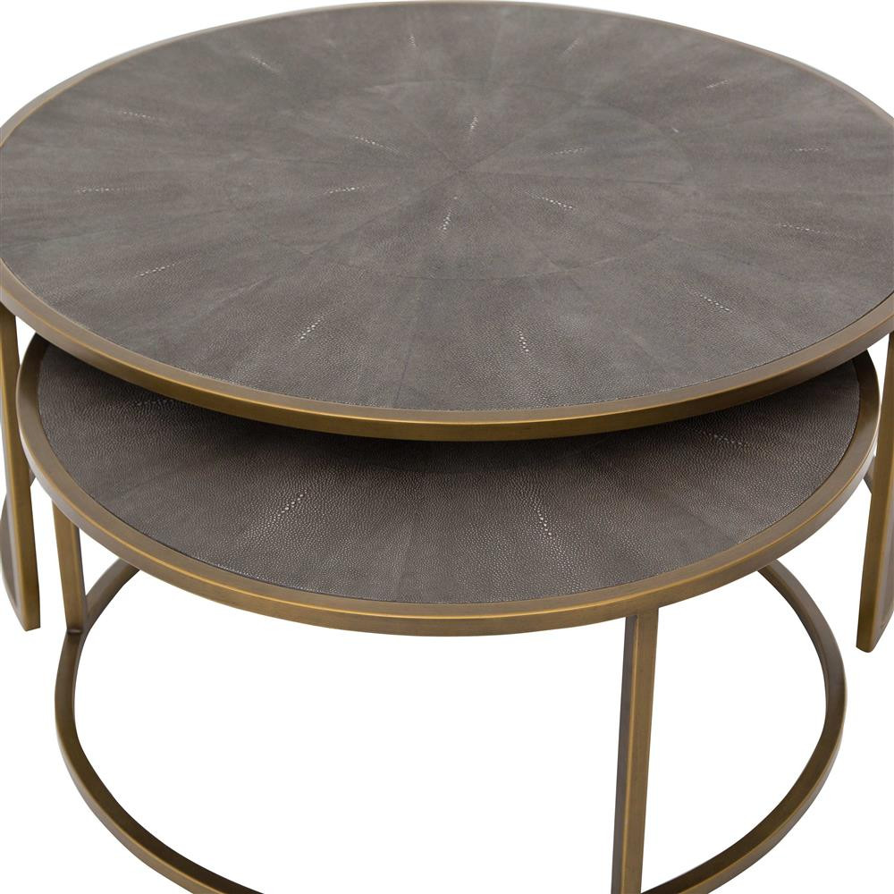Best ideas about Shagreen Coffee Table
. Save or Pin Massey Modern Regency Antique Brass Shagreen Round Nesting Now.