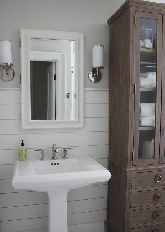 Best ideas about Shiplap In Bathroom
. Save or Pin Glass Front bathroom Linen Cabinet Transitional Bathroom Now.