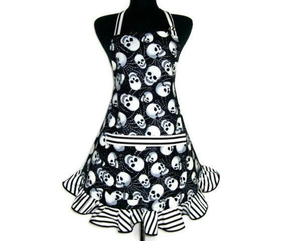 Best ideas about Skull Kitchen Decor
. Save or Pin Skull Apron Black and White Goth Kitchen Decor by ElsiesFlat Now.