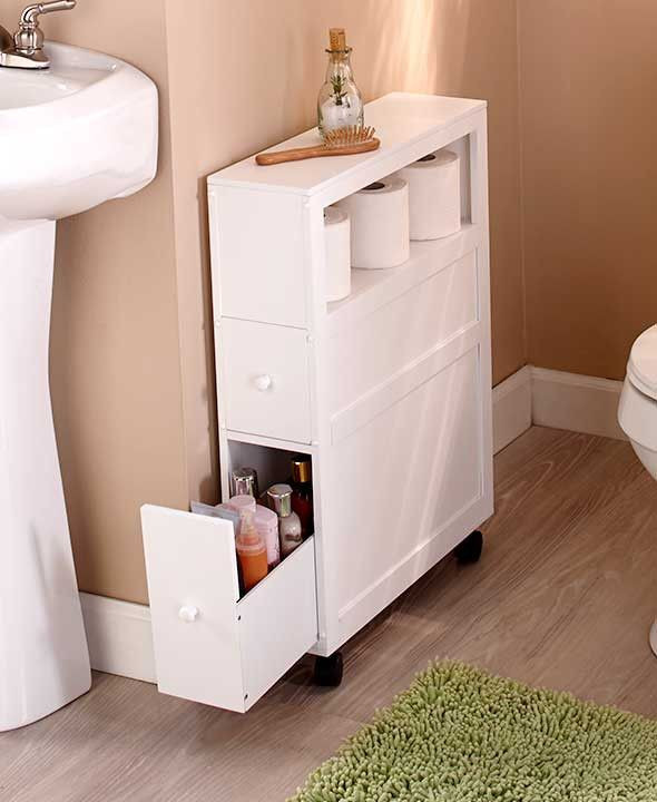Best ideas about Small Bathroom Storage Cabinet
. Save or Pin Slim Bathroom Storage Cabinet Rolling 2 Drawers Open Shelf Now.