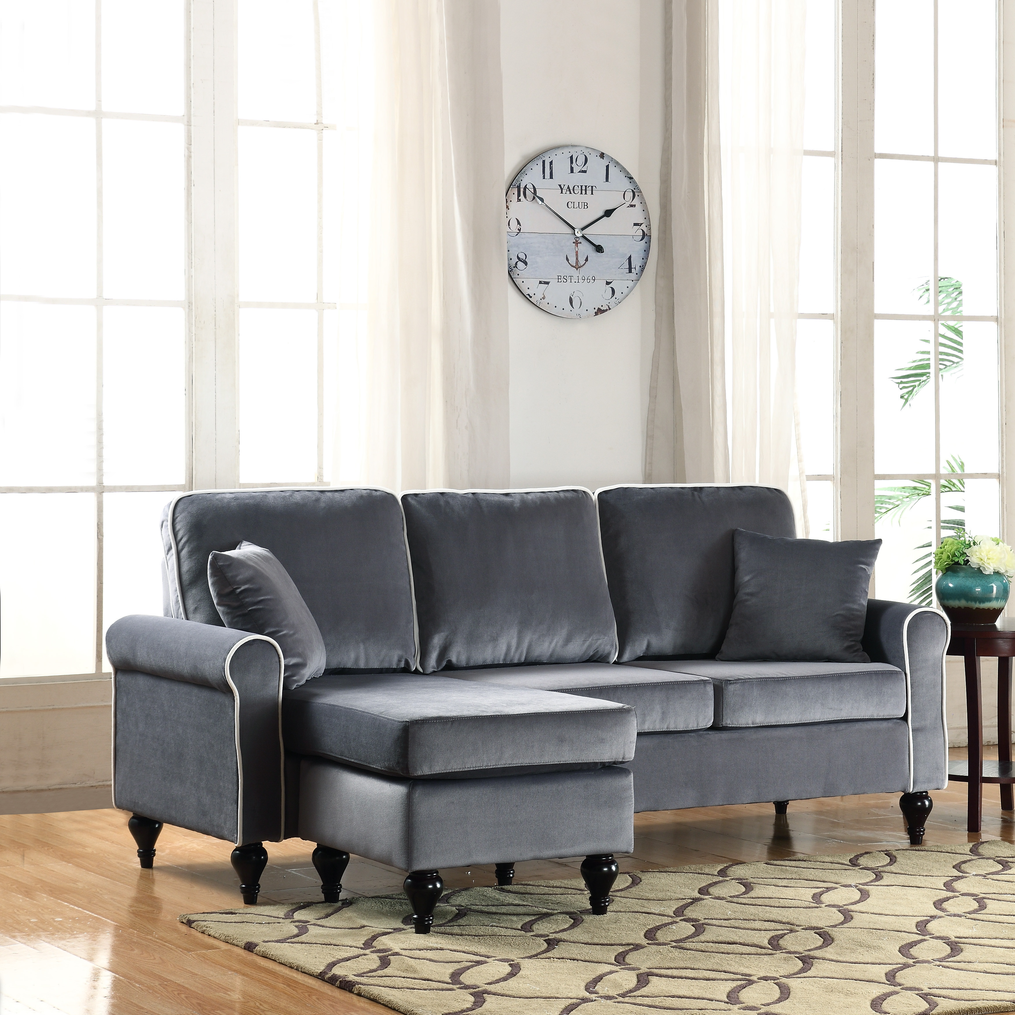 Best ideas about Small Chaise Sofa
. Save or Pin Traditional Small Space Grey Velvet Sectional Sofa with Now.