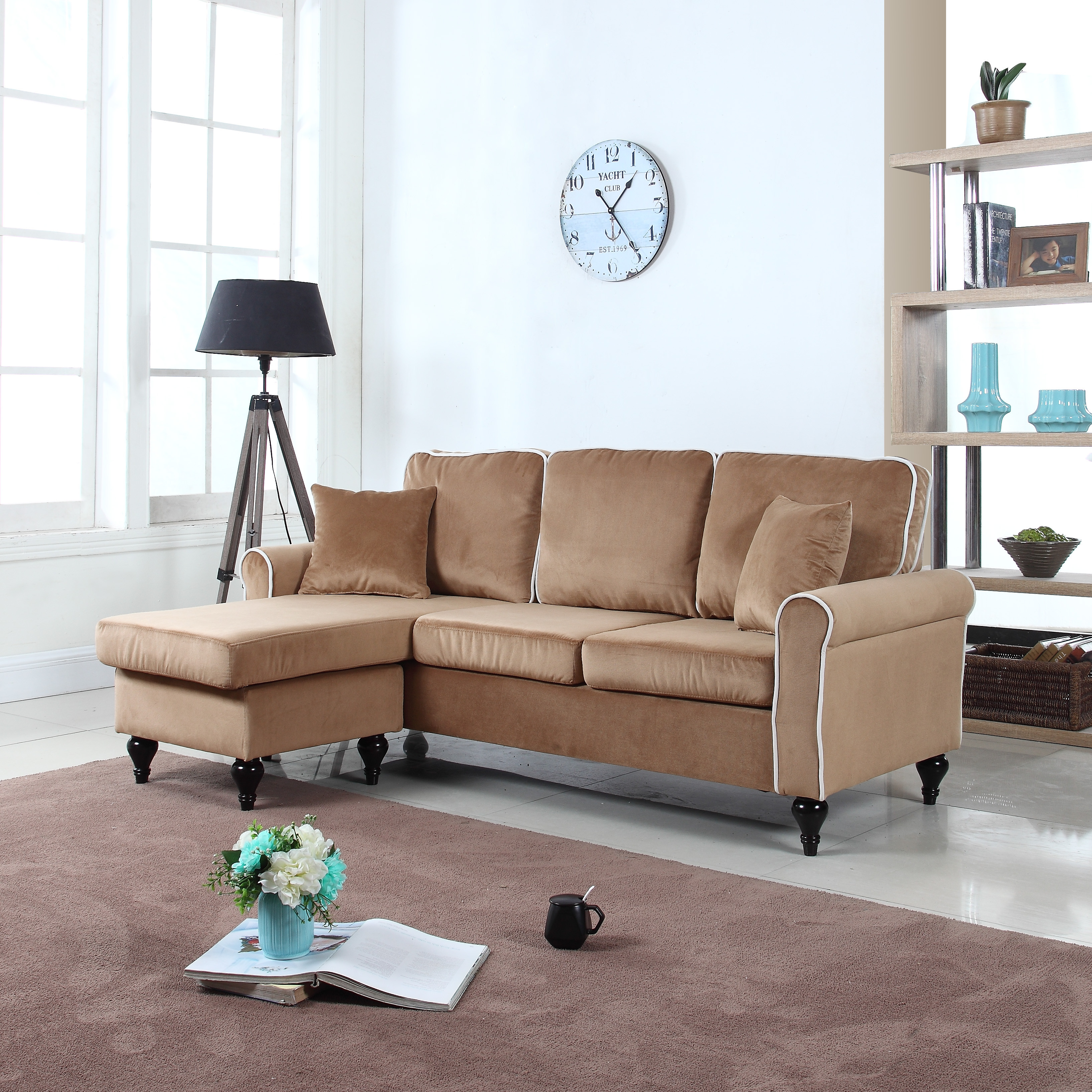 Best ideas about Small Chaise Sofa
. Save or Pin Traditional Small Space Champagne Velvet Sectional Sofa Now.