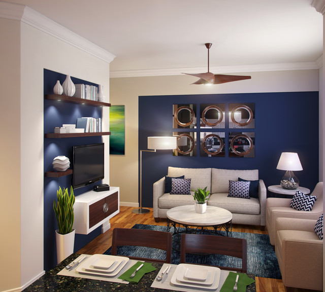 Best ideas about Small Family Room
. Save or Pin Navy Blue & White Small Family Room Modern Family Room Now.