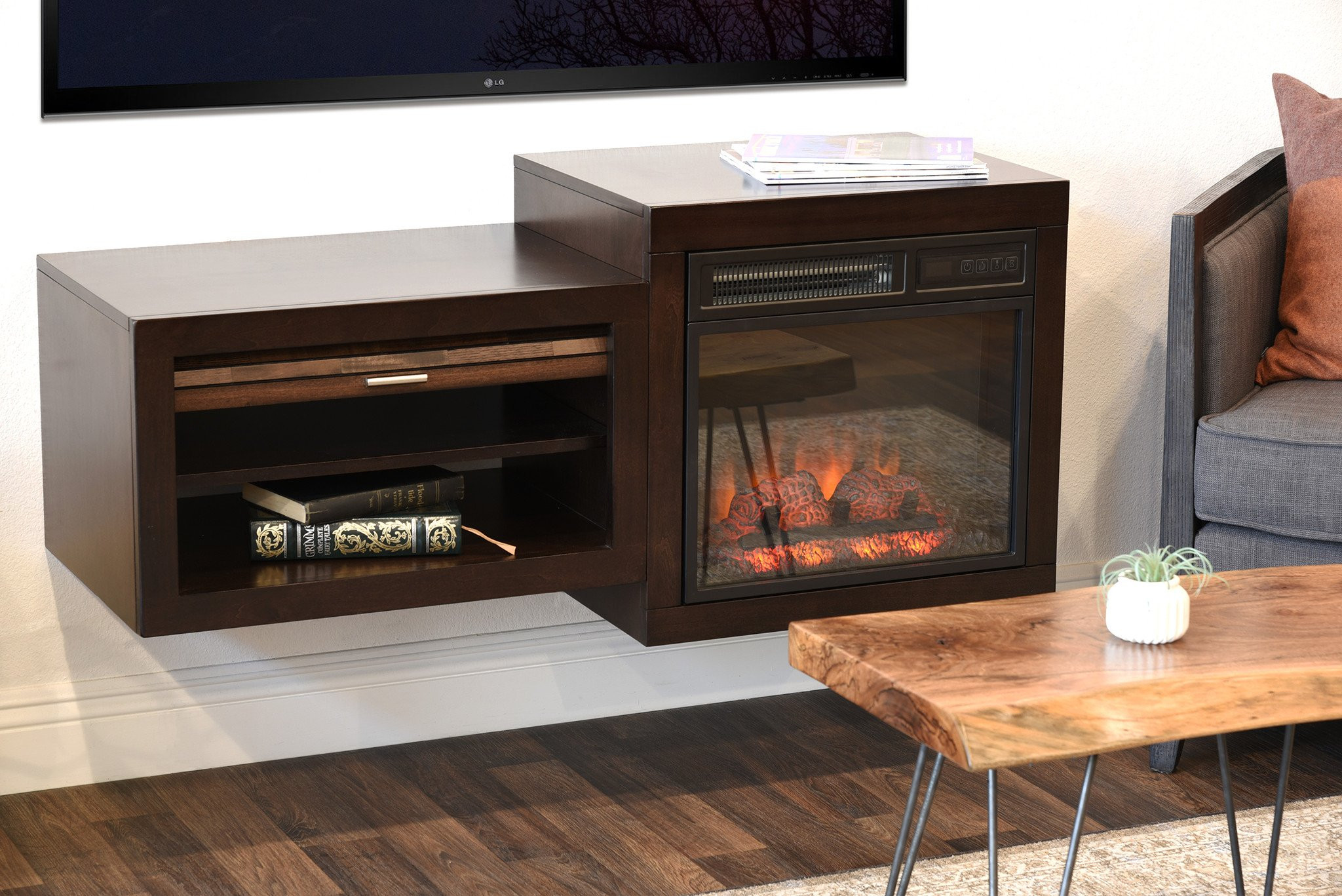 Best ideas about Small Fireplace Tv Stand
. Save or Pin Wall Mount Floating TV Media Stand With Fireplace Small Now.