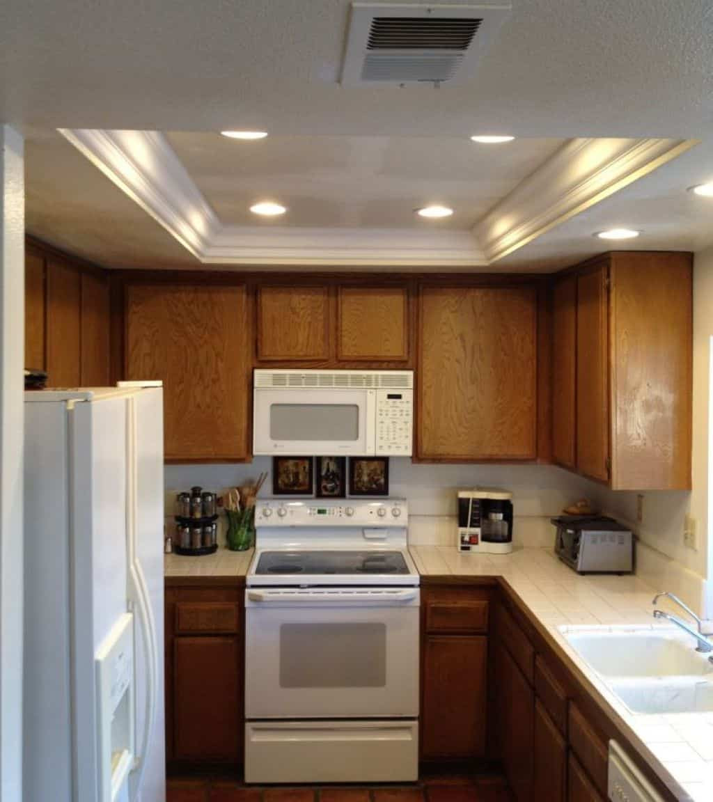 Best ideas about Small Kitchen Lighting
. Save or Pin Small Kitchen Illuminated With Recessed Tray Ceiling Now.