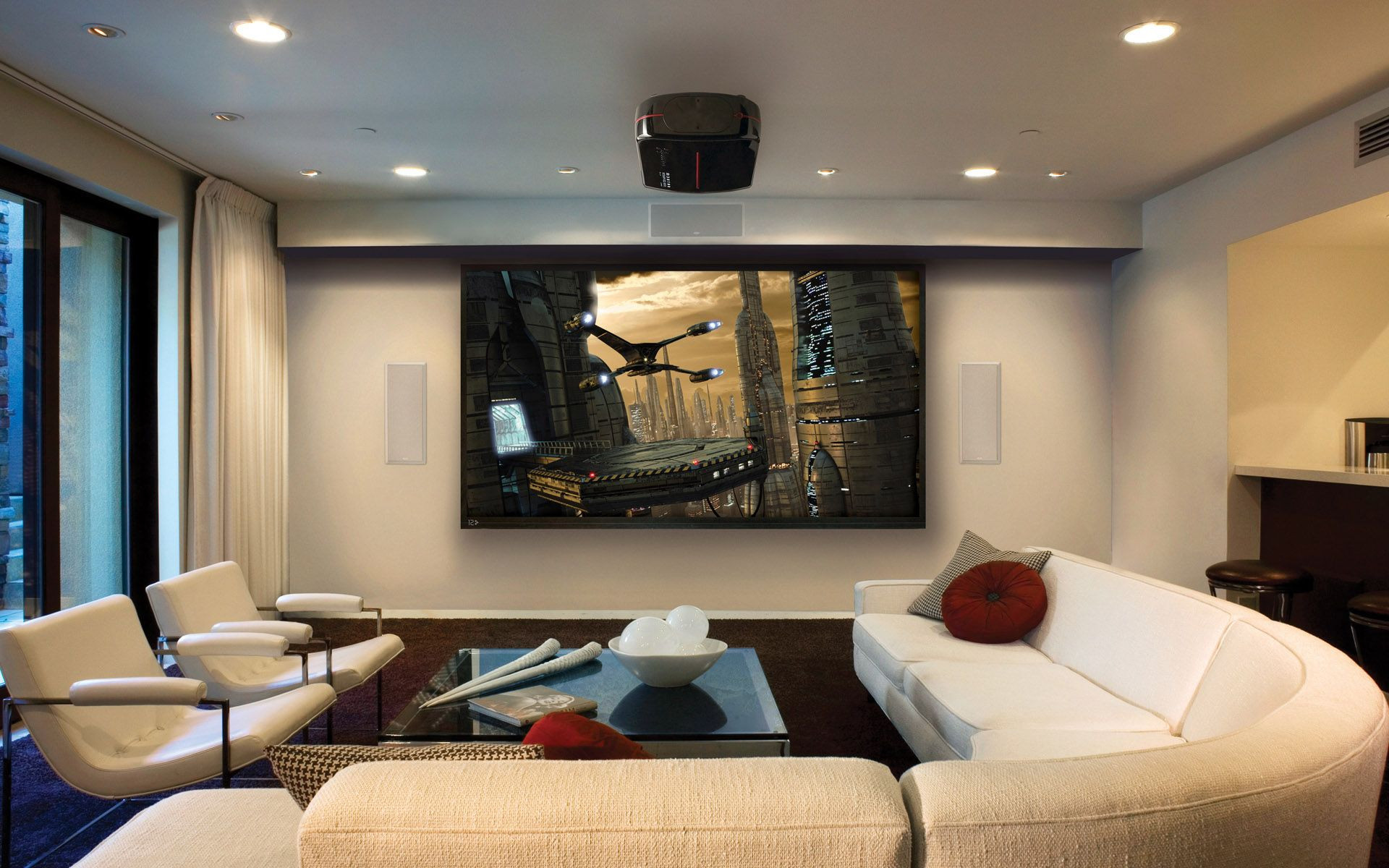 Best ideas about Small Living Room Ideas With Tv
. Save or Pin Living Room Modern Windows With White Linen Ceiling Door Now.