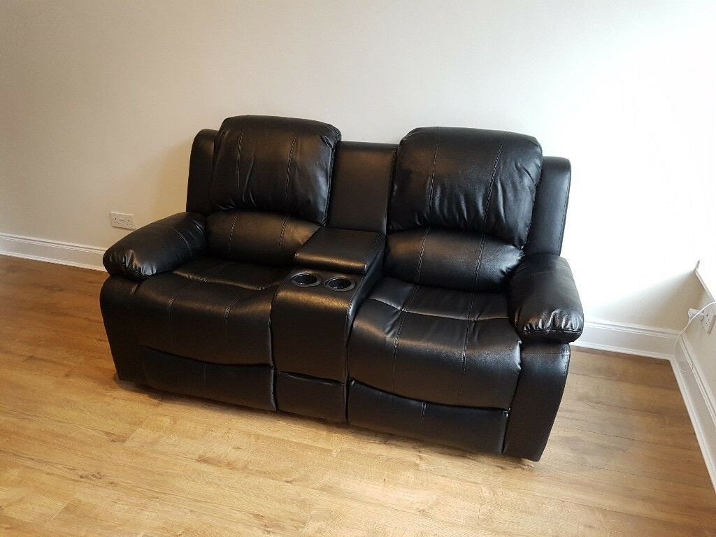 Best ideas about Sofa With Cup Holders
. Save or Pin 2 Seater Black Faux Leather Recliner Sofa Chair with Cup Now.