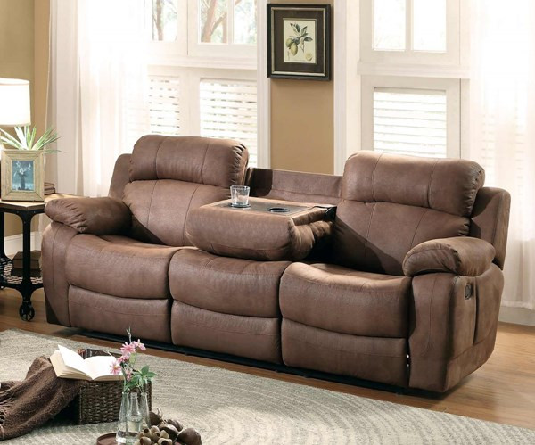 Best ideas about Sofa With Cup Holders
. Save or Pin Marille Brown Fabric Double Reclining Sofa w Drop Down Cup Now.
