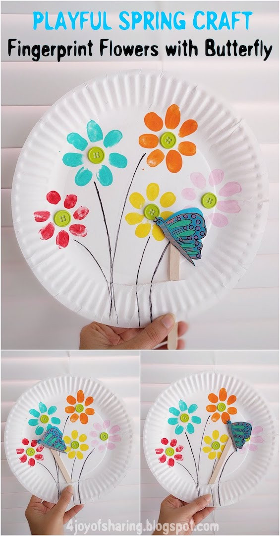 Best ideas about Springtime Crafts For Toddlers
. Save or Pin Fingerprint Flowers And Flying Butterfly Playful Spring Now.