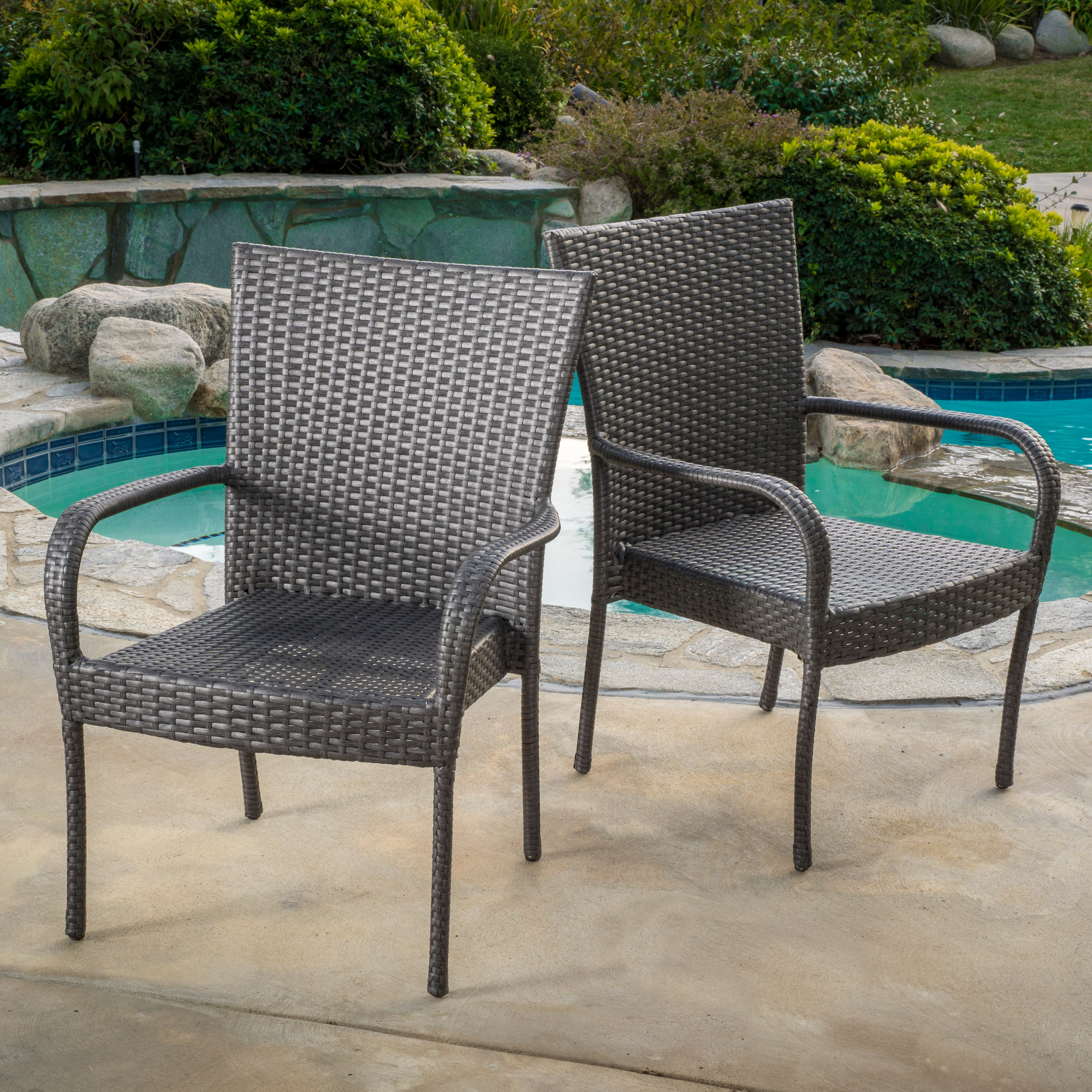 Best ideas about Stacking Patio Chairs
. Save or Pin Outdoor PE Wicker Grey Stackable Club Chairs Set of 2 Now.