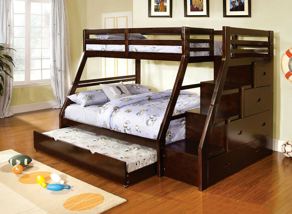 Best ideas about Staircase Bunk Bed
. Save or Pin Youth Kids Wood Espresso Storage Stairway Twin over Full Now.