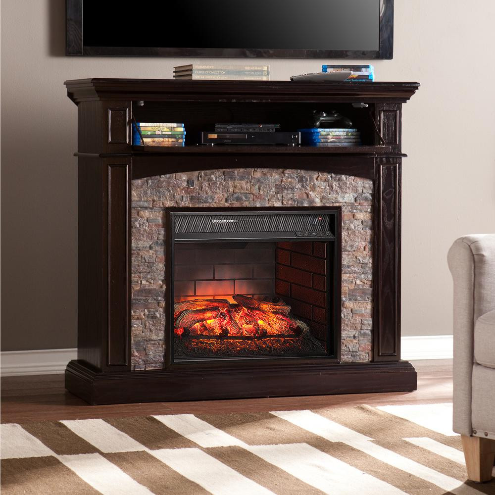Best ideas about Stone Electric Fireplace Tv Stand
. Save or Pin Southern Enterprises Newburgh 45 5 in W Faux Stone Corner Now.