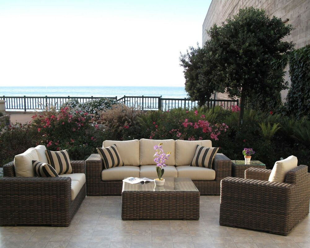 Best ideas about Sunbrella Patio Furniture
. Save or Pin Outdoor Patio Resin Wicker Furniture Gerona Sofa 5PC Set Now.