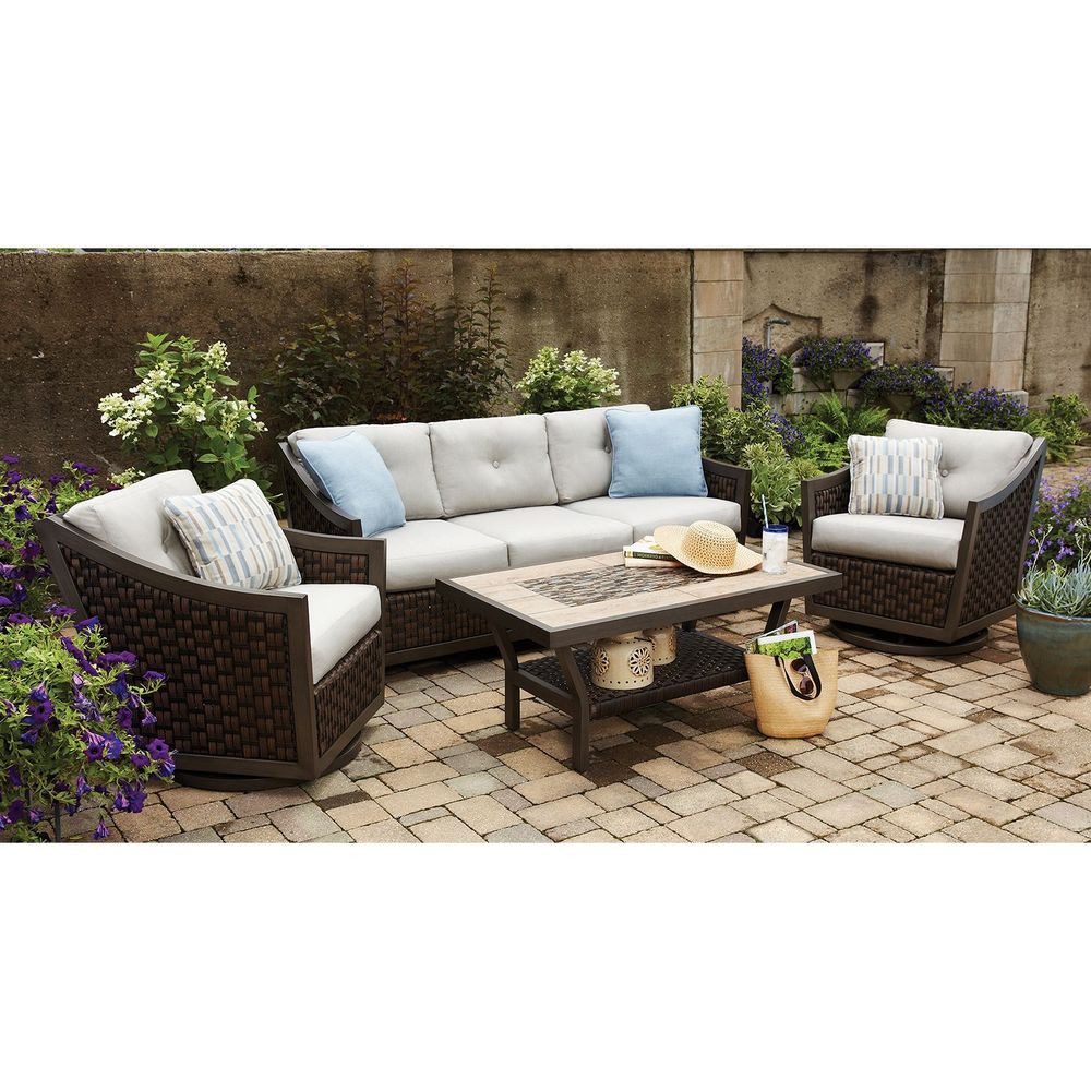 Best ideas about Sunbrella Patio Furniture
. Save or Pin patio furniture 4 Piece Deep Seating Set with Premium Now.