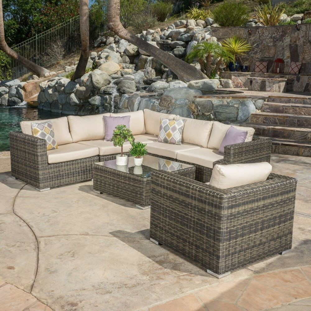 Best ideas about Sunbrella Patio Furniture
. Save or Pin Contemporary Outdoor 7 piece Wicker Seating Sectional Set Now.